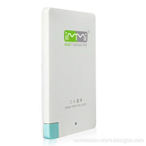 2014 New Fashion Credit Card Portable 1500mAh/2000mAh/2500mAh Power Bank with Built-in Cable